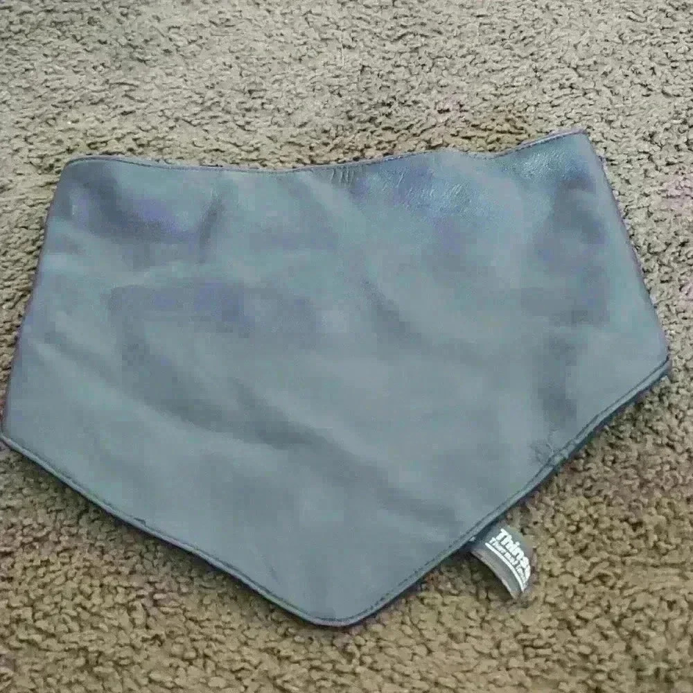 Leather neck warmer with adjustable strap